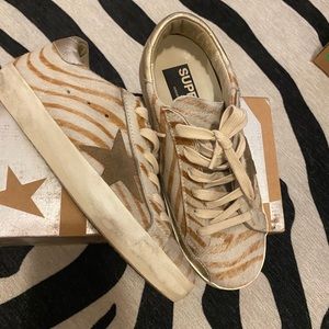RARE Golden Goose Superstar Gold Zebra EUC Size 6